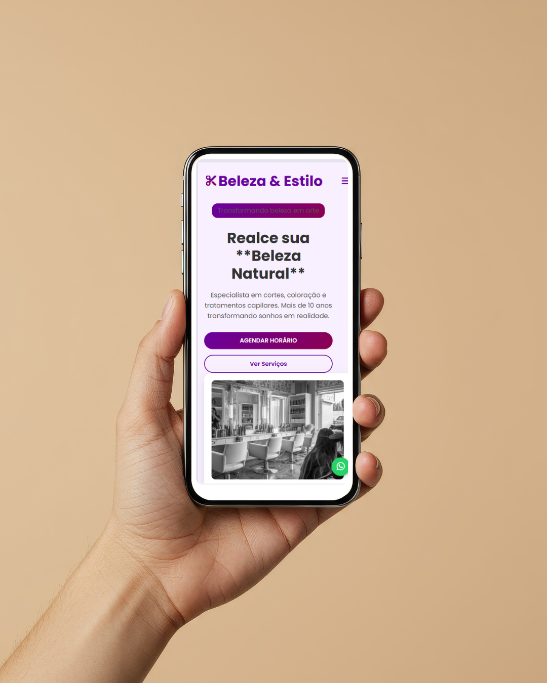 Mockup do projeto de cabeleireira